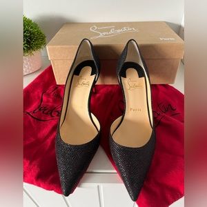 Authentic Christian Louboutin Iriza 70 Glitter Tisse Lame Sirene black